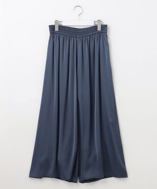 自由区 L 【カタログ掲載・セットアップ対応・ウエストゴム・洗える】セミブライトサテンギャザー パンツ インク