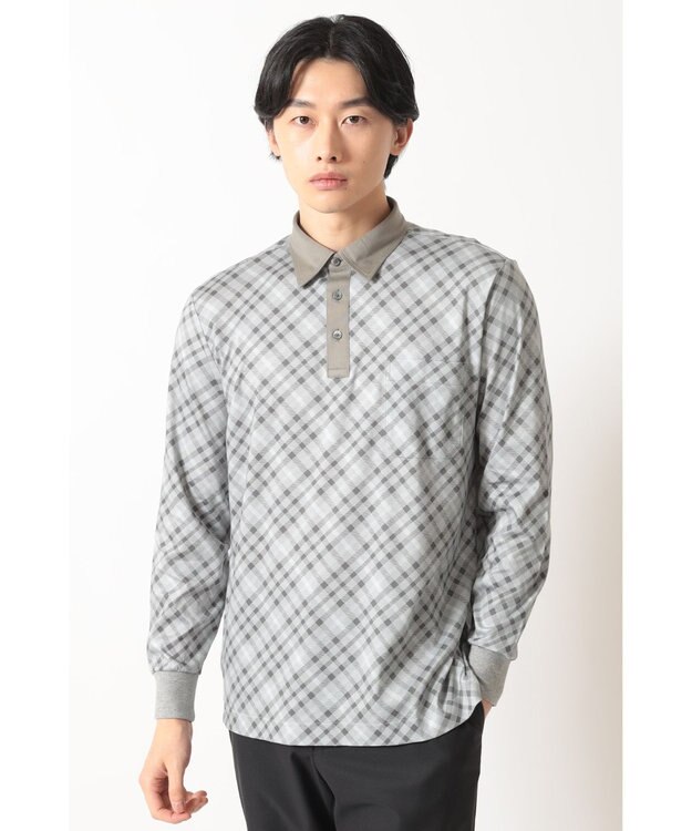 DAKS バイヤスチェック スムースポロ グレー