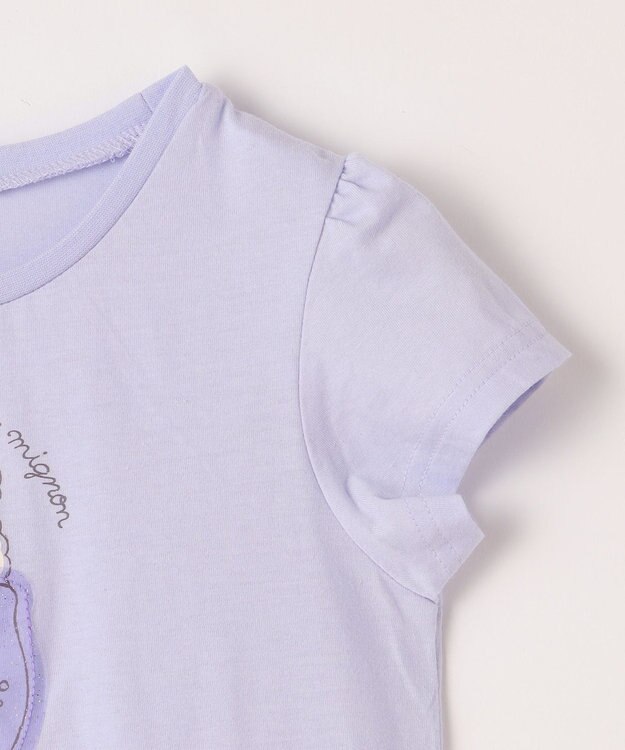 ANY KIDS シャラシャラ ビーズ入り Tシャツ サックスブルー×ネコ