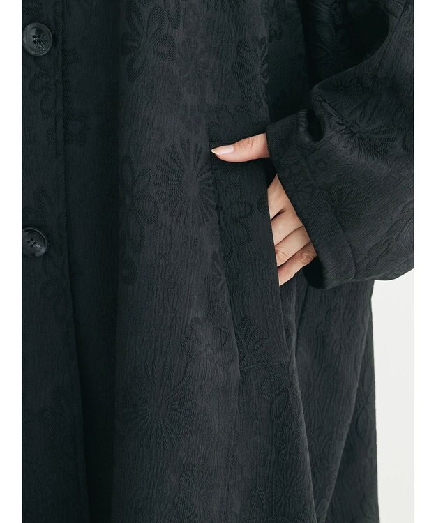 Green Parks ・ＥＬＥＮＣＡＲＥ　ＤＵＥ　ジャカードステンカラーコート Black