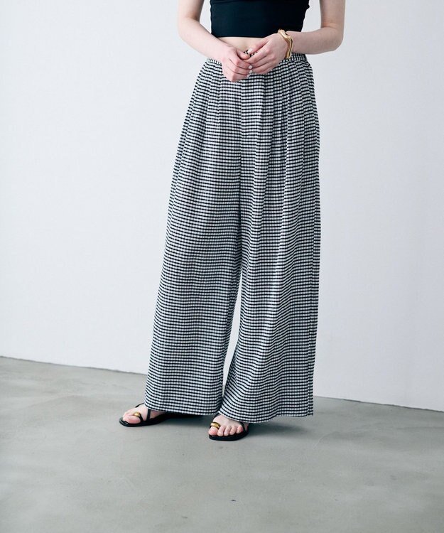 uncrave ギンガムチェック ワイドパンツ ブラック×ホワイト