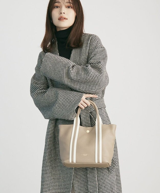 TOPKAPI 【TREASURE TOPKAPI】ソフトシュリンク テープコンビ ミニ トート バッグ ショルダーベルト付 グレージュ