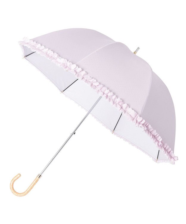 MOONBAT 【ランバン オン ブルー（LANVIN en Bleu）】晴雨兼用日傘 　長傘　ドビーフリル ライトパープル