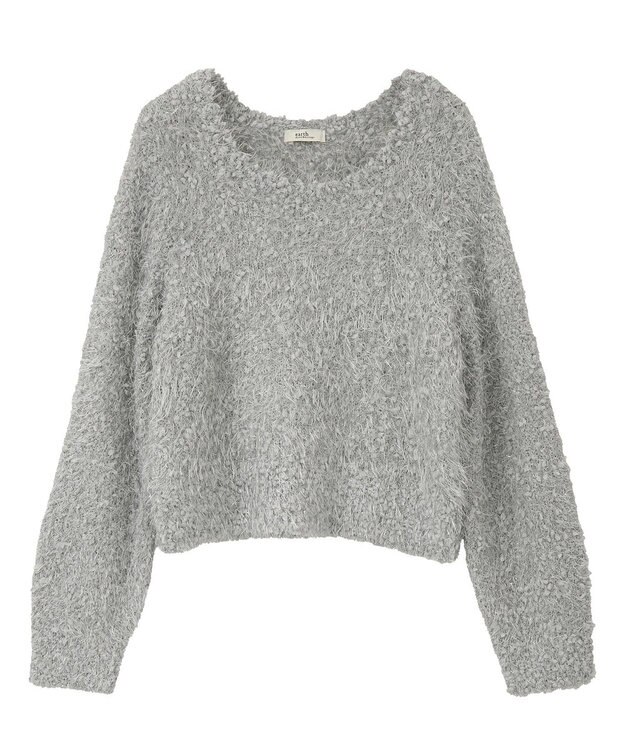 earth music&ecology ポンポンヤーンラメニットプルオーバー Grayish Blue