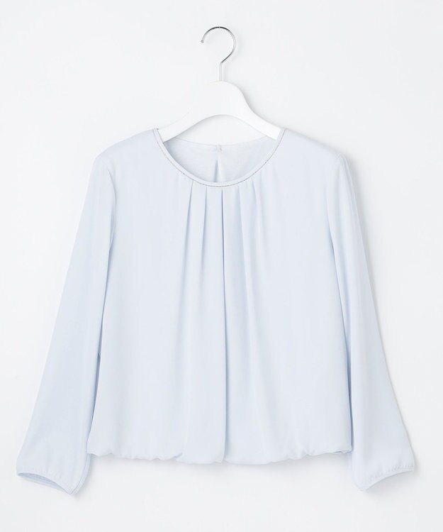 23区 【洗える】シルキーデシン ボールチェーン カットソー スカイブルー系