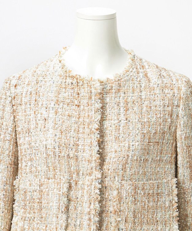 23区 【GOLD LABEL】スパングルMIXツイード ショートジャケット ベージュ