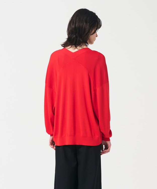 GRACE CONTINENTAL ルーズVネックニットカーディガン レッド