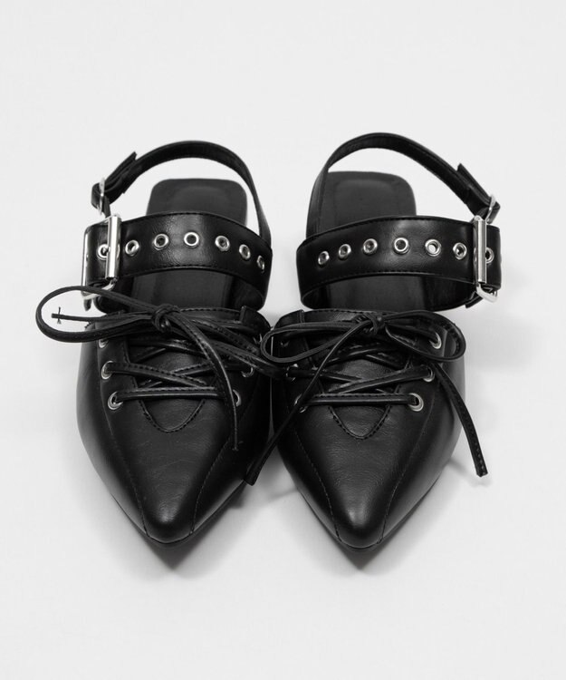 WEGO レースアップポインテッドシューズ ブラック