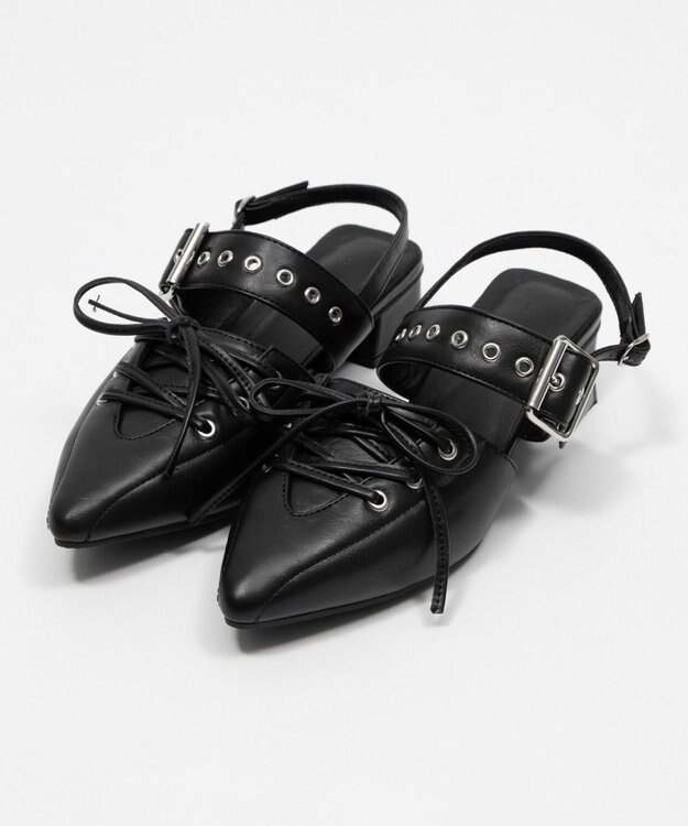 WEGO レースアップポインテッドシューズ ブラック