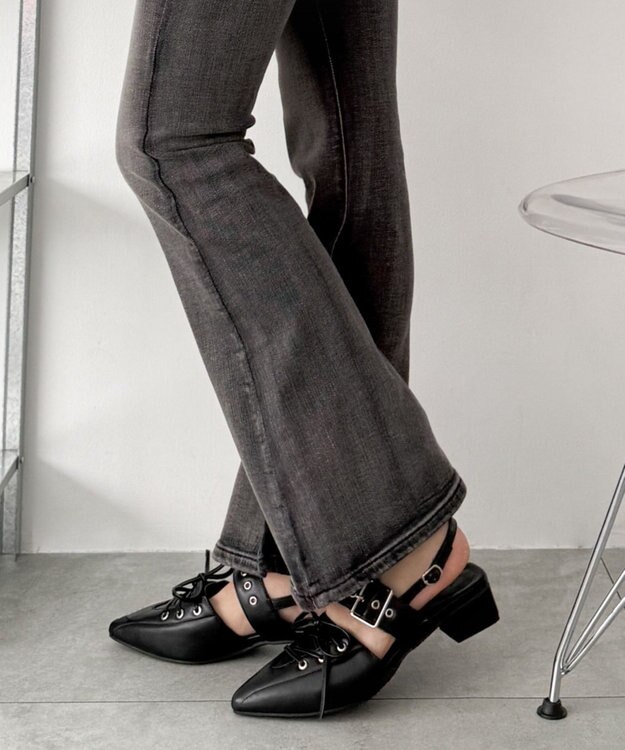 WEGO レースアップポインテッドシューズ ブラック