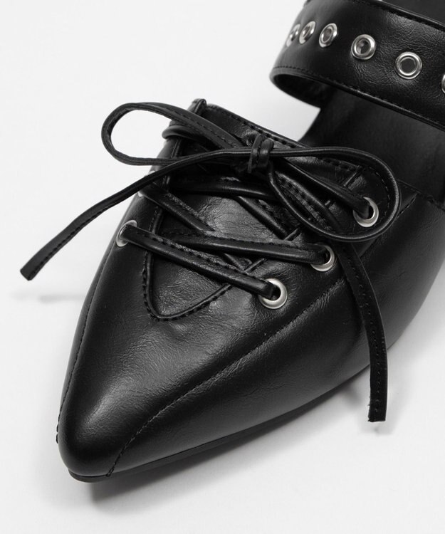 WEGO レースアップポインテッドシューズ ブラック