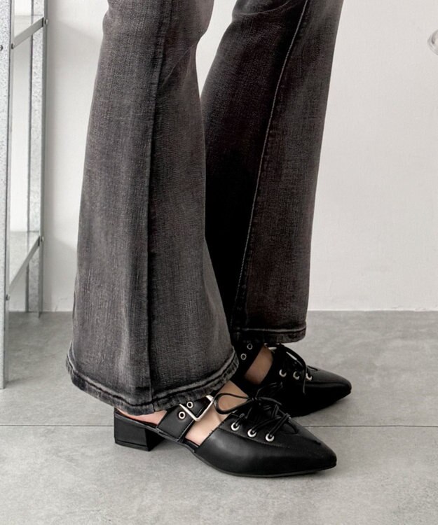 WEGO レースアップポインテッドシューズ ブラック