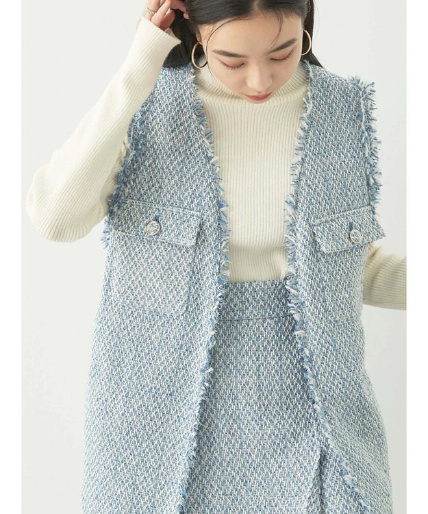 earth music&ecology ツイードジレ Blue