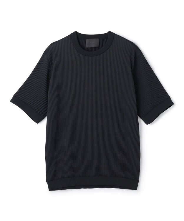 JOSEPH HOMME 【HIGH GRADE LINE】アーバンプリーツ　クルーネック半袖ニット ブラック系