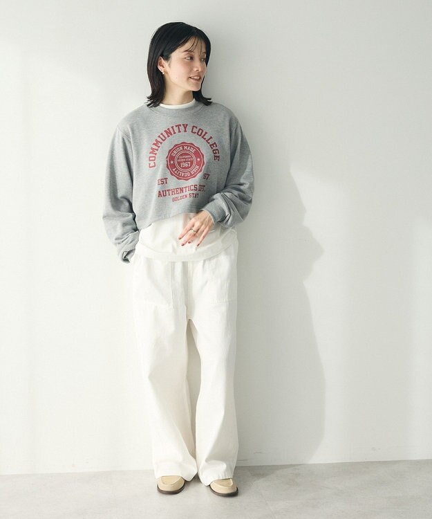 CRAFT STANDARD BOUTIQUE カレッジプリントショートプルオーバー Gray Mixture