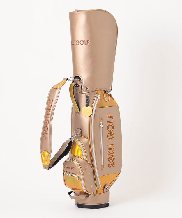 23区GOLF 主役級の華やかさ【UNISEX】ホログラム キャディバッグ 見た目・収納力・機能性抜群 ラウンドに最適！ ベージュ系