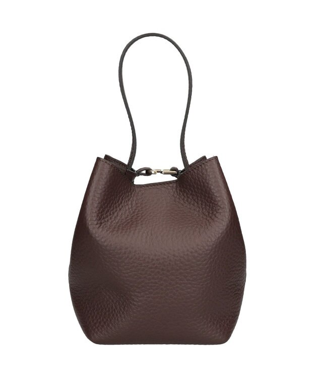 INTER-CHAUSSURES 【LORISTELLA】シュリンクレザーバケットバッグ ダークブラウン
