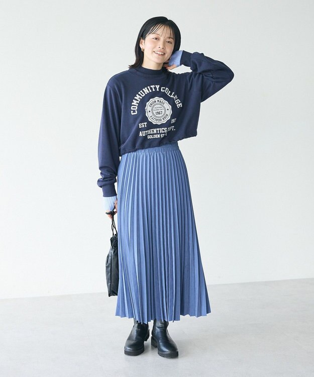 CRAFT STANDARD BOUTIQUE カレッジプリントショートプルオーバー Navy