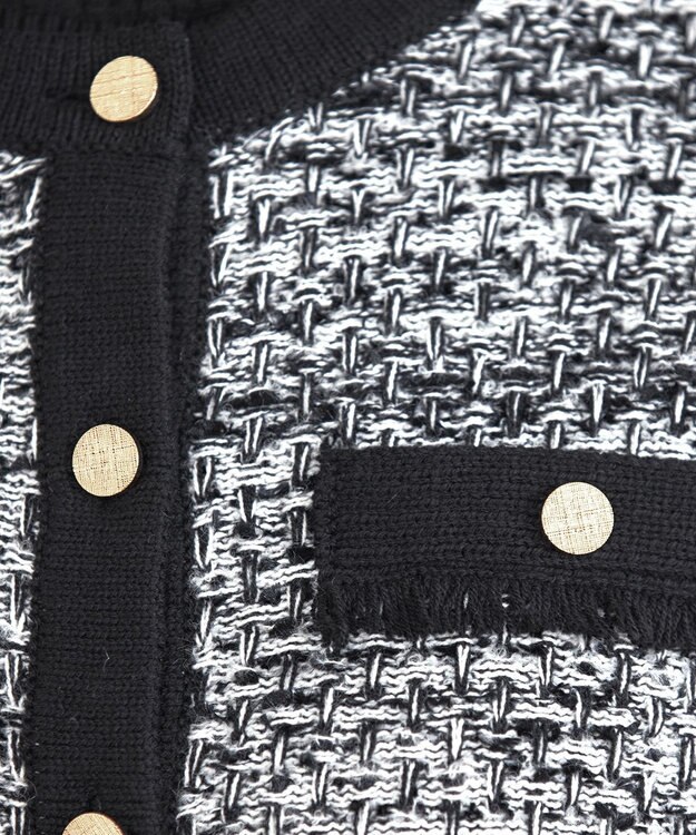 Tiaclasse 【洗える】ツイードニットカーディガン グレー