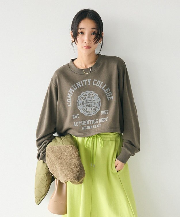 CRAFT STANDARD BOUTIQUE カレッジプリントショートプルオーバー Khaki