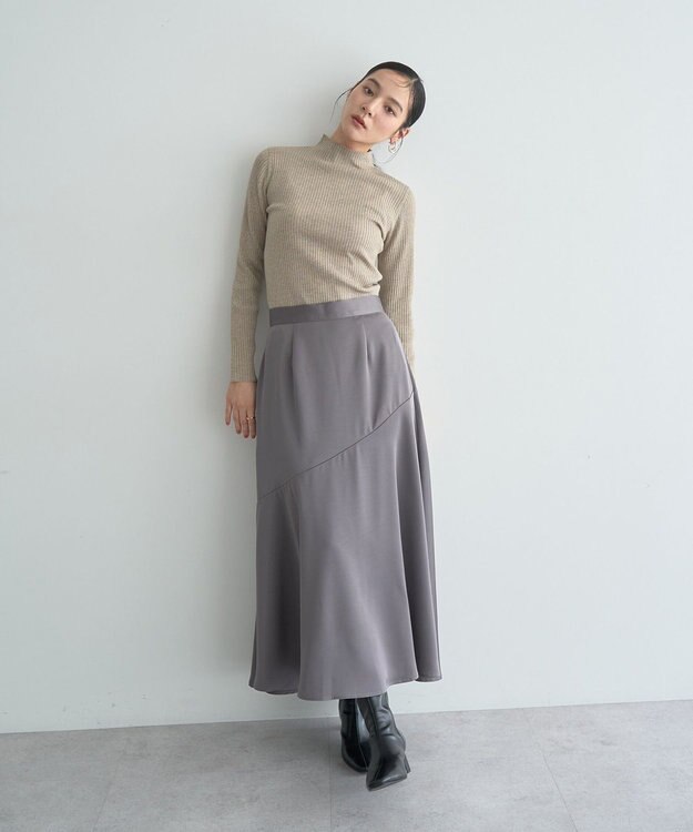 YECCA VECCA ラメ混ハイネックリブニット Beige