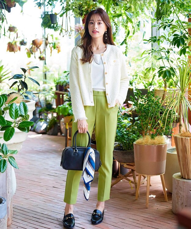 Tiaclasse 【洗える】ツイードニットカーディガン オフホワイト