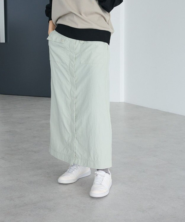 CRAFT STANDARD BOUTIQUE ナイロンダブルウエストIラインスカート Light Beige