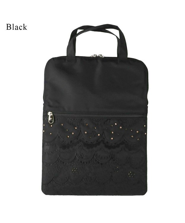 tsumori chisato CARRY スカラップレース ハンドバッグ PCケース パソコンケース 13インチ 【おしゃれな女性向け！】 ブラック