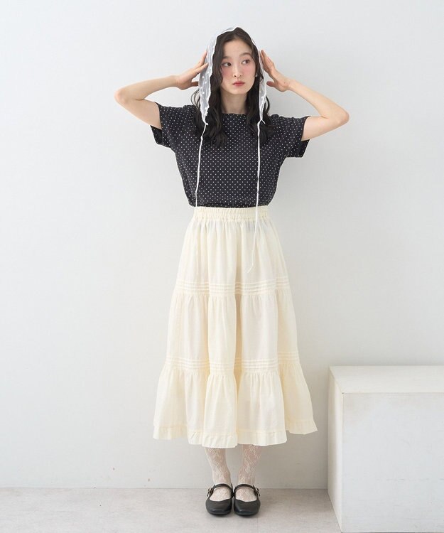 earth music&ecology ドットプリントＴシャツ Brown