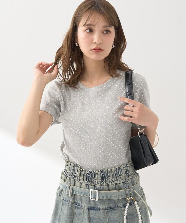 earth music&ecology ドットプリントＴシャツ Brown