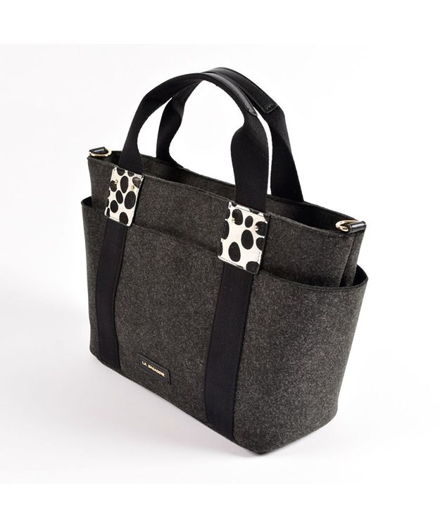 LA BAGAGERIE フェルト×カウヘアートート グレー