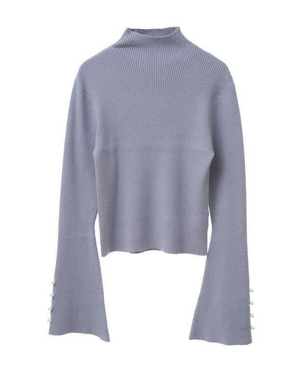 Green Parks ・ｓｗｉｎｇ　ｂｙ　袖パールボタンハイネックニット Blue