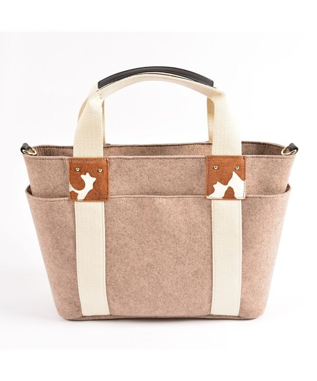 LA BAGAGERIE フェルト×カウヘアートート ベージュ