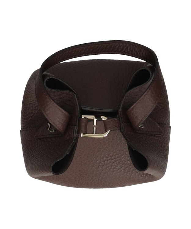 INTER-CHAUSSURES 【LORISTELLA】シュリンクレザーバケットバッグ ダークブラウン