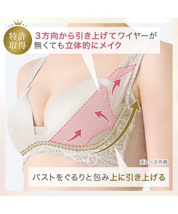 BRADELIS New York 【BRADELIS NewYork peace ブラデリス】ハートフルカップカシュクールブラ24 華やかレース ノンワイヤー 補正ブラ ブラジャー DB124102 ブラック