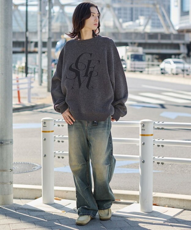 WEGO 【ユニセックス着用ITEM】ベロアモールグラフィックプルオーバー スミクロ