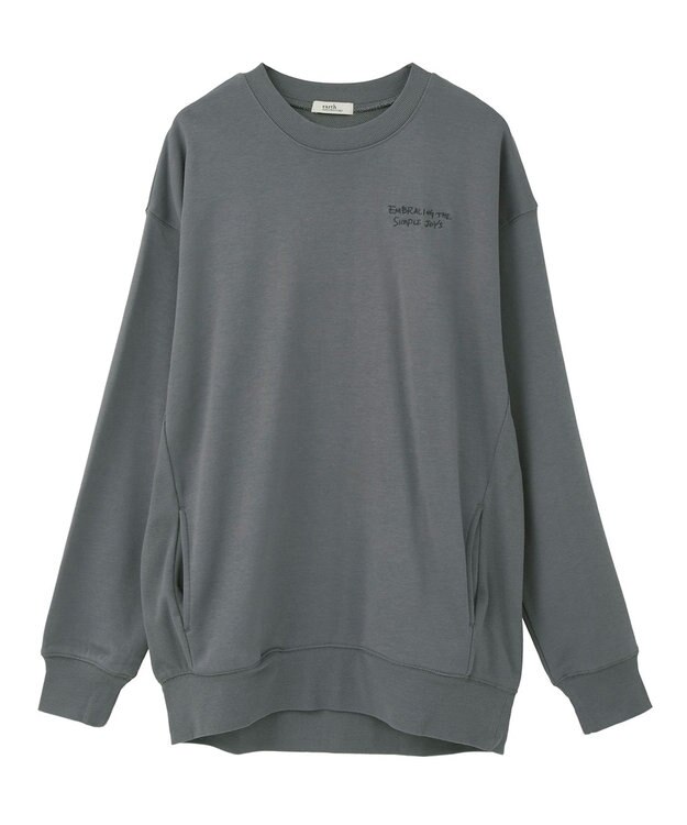 earth music&ecology サイドリブロゴスウェット Gray