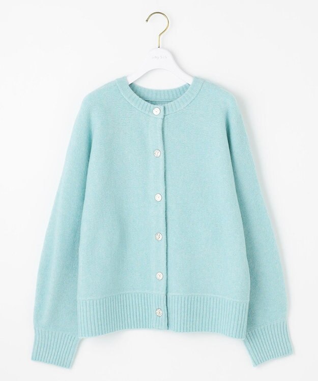 ANY SIS L 【前後着用可能】Airニット カーディガン ライトブルー
