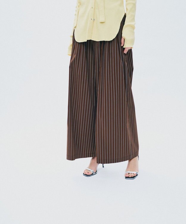uncrave ブロードクロス ワイドパンツ ブラウンストライプ