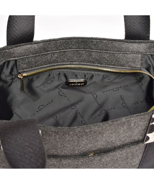 LA BAGAGERIE フェルト×カウヘアートート グレー