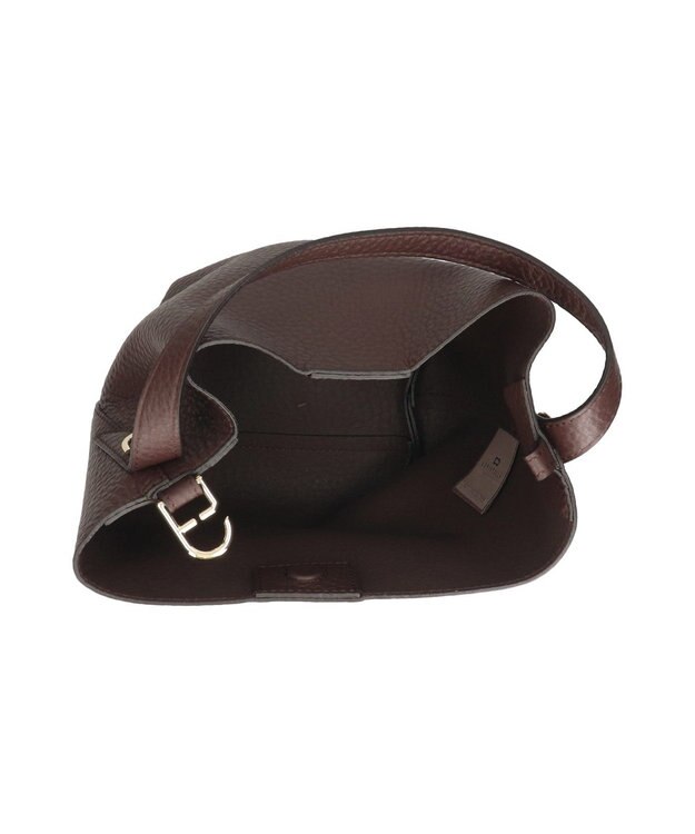 INTER-CHAUSSURES 【LORISTELLA】シュリンクレザーバケットバッグ ダークブラウン