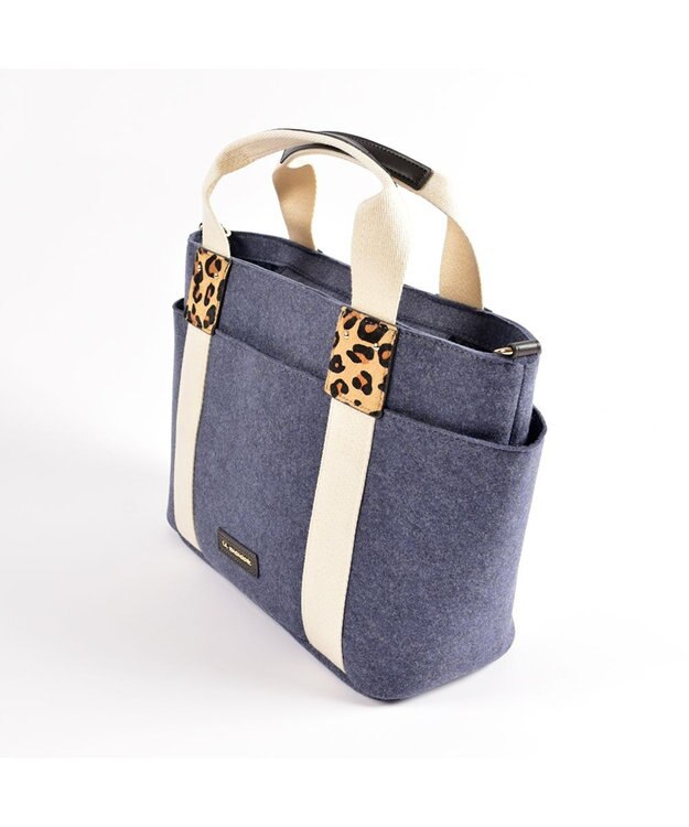 LA BAGAGERIE フェルト×カウヘアートート ネイビー