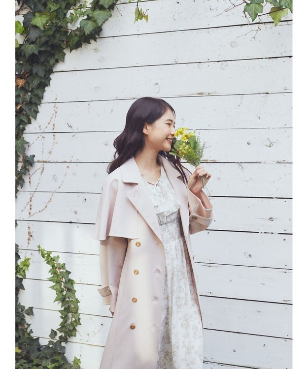 earth music&ecology ２ＷＡＹケープトレンチコート Pink Beige