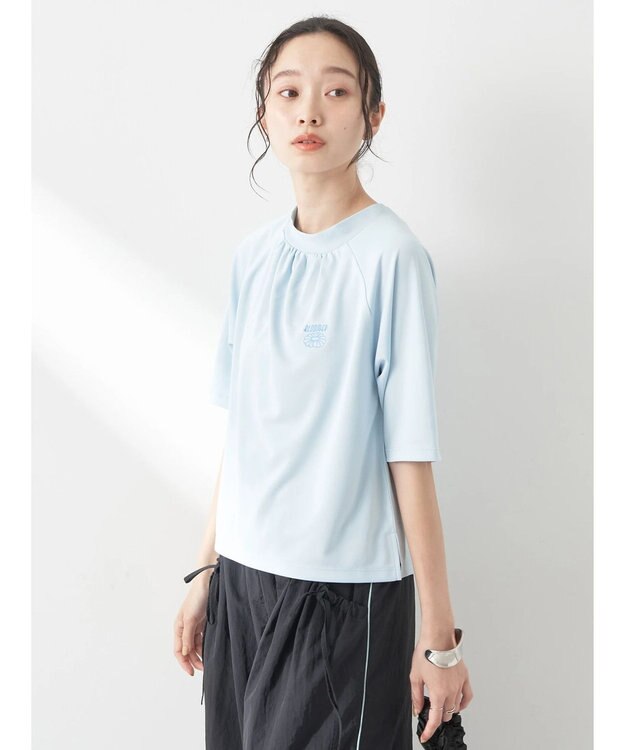 earth music&ecology スポーティー刺繍ロゴＴ Light Blue