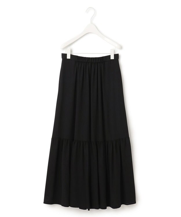 ICB 【洗える】エステルジョーゼット ティアードスカート ブラック系