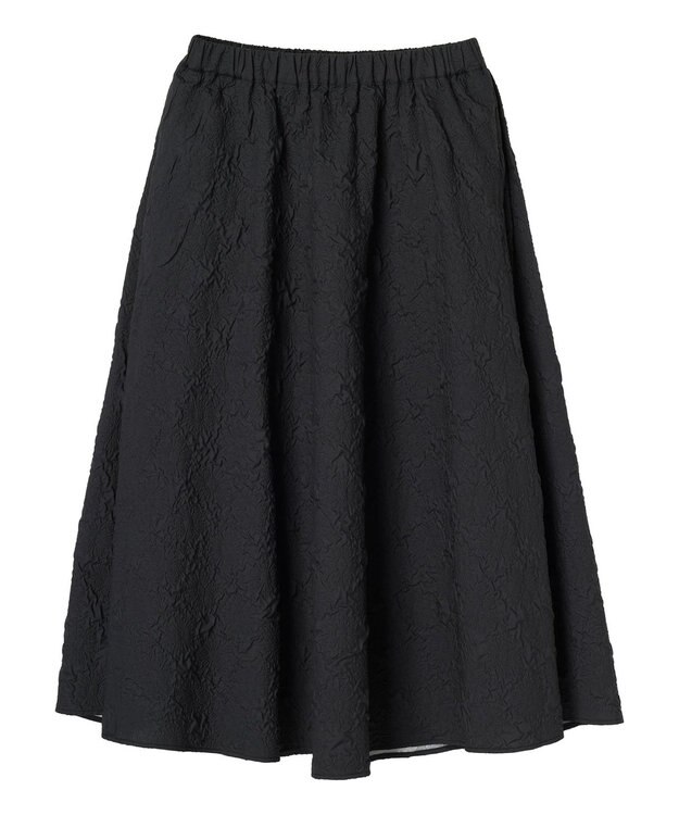 Green Parks ・ｆｕｒｒｙ　ｒａｔｅエンボスサイドタックフレアスカート Black