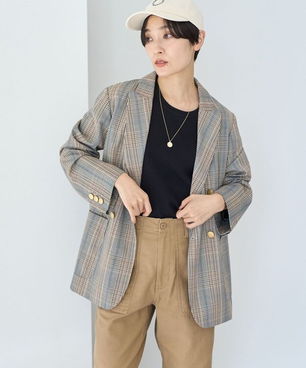 AMERICAN HOLIC Ｗボタンテーラードジャケット Check