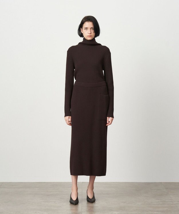 ATON NATURAL DYED WOOL | ストレートリブスカート BROWN