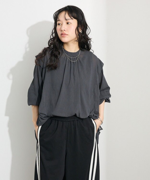 CRAFT STANDARD BOUTIQUE ヴィンテージボイルショルダータックブラウス Charcoal Gray