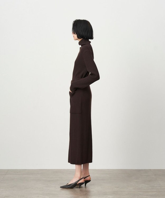 ATON NATURAL DYED WOOL | ストレートリブスカート BROWN